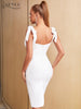 Adyce Women White Lace Night Club Midi Dress Sexy Spaghetti Strap Sleeveless Bow Celebrity Runway Party Outfits Dresses