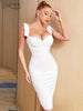 Adyce Women White Lace Night Club Midi Dress Sexy Spaghetti Strap Sleeveless Bow Celebrity Runway Party Outfits Dresses