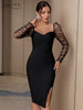 Adyce Women's Bodycon Bandage Dress 2023 Autumn Winter Black Lace Long Sleeve Celebrity Club Evening Runway Party Dress Vestidos