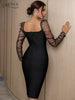 Adyce Women's Bodycon Bandage Dress 2023 Autumn Winter Black Lace Long Sleeve Celebrity Club Evening Runway Party Dress Vestidos