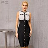 Adyce Women's Bodycon Bandage Dress 2023 Summer Sexy Tank Sleeveless Buttons Knee Length Evening Club Celebrity Party Lady Dress