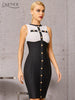 Adyce Women's Bodycon Bandage Dress 2023 Summer Sexy Tank Sleeveless Buttons Knee Length Evening Club Celebrity Party Lady Dress