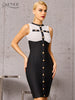 Adyce Women's Bodycon Bandage Dress 2023 Summer Sexy Tank Sleeveless Buttons Knee Length Evening Club Celebrity Party Lady Dress