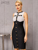 Adyce Women's Bodycon Bandage Dress 2023 Summer Sexy Tank Sleeveless Buttons Knee Length Evening Club Celebrity Party Lady Dress