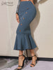 Adyce Women's Mermaid Bandage Skirts Summer Club Party Wear Elegant Office Lady Buttons Streetwear Midi Bodycon Skirts