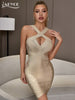 Adyce Women's Mini Night Club Bodycon Bandage Dress Vestidos Halter Hollow Out Sexy Sleeveless Celebrity Evening Party Dress