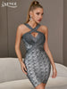 Adyce Women's Mini Night Club Bodycon Bandage Dress Vestidos Halter Hollow Out Sexy Sleeveless Celebrity Evening Party Dress