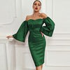 Adyce Women's Off Shoulder Green Dress Vestidos 2023 Summer Sexy Long Lantern Sleeve Midi Club Evening Lady Party Dress