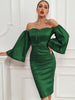 Adyce Women's Off Shoulder Green Dress Vestidos 2023 Summer Sexy Long Lantern Sleeve Midi Club Evening Lady Party Dress