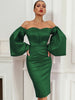 Adyce Women's Off Shoulder Green Dress Vestidos 2023 Summer Sexy Long Lantern Sleeve Midi Club Evening Lady Party Dress