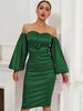 Adyce Women's Off Shoulder Green Dress Vestidos 2023 Summer Sexy Long Lantern Sleeve Midi Club Evening Lady Party Dress
