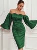 Adyce Women's Off Shoulder Green Dress Vestidos 2023 Summer Sexy Long Lantern Sleeve Midi Club Evening Lady Party Dress