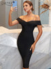 Adyce Women's Off Shoulder Night Club Bandage Dress Summer Sexy V Neck Patchwork Evening Celebrity Midi Party Dress Vestidos