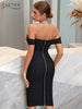 Adyce Women's Off Shoulder Night Club Bandage Dress Summer Sexy V Neck Patchwork Evening Celebrity Midi Party Dress Vestidos