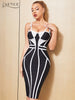 Adyce Women's Spaghetti Strap Striped Bandage Dress 2023 Summer Sexy Lace Sleeveless Midi Club Evening Celebrity Party Dress