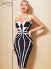 Adyce Women's Spaghetti Strap Striped Bandage Dress 2023 Summer Sexy Lace Sleeveless Midi Club Evening Celebrity Party Dress