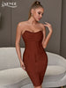Adyce Women's Strapless Mini Bodycon Bandage Dress Club Wear Sexy Sleeveless Khaki Summer Evening Celebrity Party Dress Outfits