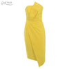 Yellow Women Party Dress Summer Vestidos Verano 2022Sleeveless Strapless Elegant Side Zipper Club Celebrity Runway Dress