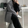 Aelegantmis 2023 Spring Autumn Loose Blazer Jackets Women Oversized Vintage Chic Pockets Casual Jacket Office Lady Elegant Tops