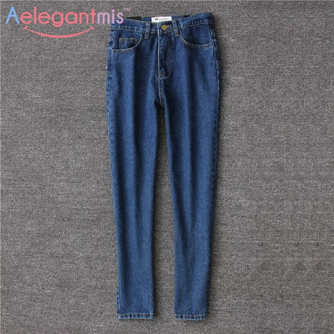 Autumn Mom Jeans High Waist Woman Fall Blue Loose Denim Pants Trousers Cowboy Oversized Casual Jeans Plus Size