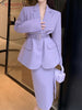 Aelegantmis Elegant Oversize Blazer Women Korean Two Piece Sets Belt Casual Skirts Suits Female Split Office Lady Coats