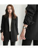 Aelegantmis Elegant Long Sleeve Slim Blazer Jacket Women Casual Black Outwear Spring Autumn Office Lady Suit Blazers Pocket Coat