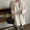 Aelegantmis Office Lady Loose Blazer Women Oversized Korean Style Double Breasted Suit Jacket Solid Chic Causal Outwear