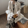 Aelegantmis Office Lady Loose Blazer Women Oversized Korean Style Double Breasted Suit Jacket Solid Chic Causal Outwear