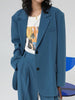 Aelegantmis  Office Lady Blue Oversized Blazer Women Jacket Korea Casual Blazers Coat Work Suit Femme Outerwear 2023