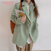 Aelegantmis Korean Casual Loose Chic Office Lady Blazer Coat Women Vintage Elegant Green Suit Blazer Jacket Female Retro Outwear