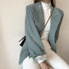 Aelegantmis Korean Corduroy Lapel Loose Blazer Jacket Women Oversized Solid Office Lady Coats Autumn Female Outwear 2022