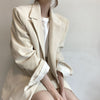 Aelegantmis Korean Corduroy Lapel Loose Blazer Jacket Women Oversized Solid Office Lady Coats Autumn Female Outwear 2022