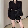 Aelegantmis Korean Office Lady Casual Blazer Jackets Women with Chain 2022 Elegant Jackets Chic Pocket Oversize Tops
