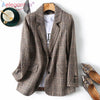 Aelegantmis Korean Style Plaid Oversized Blazers Women Single Breasted Casual Jackets Coats Female Spring Autumn Outwear