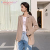 Aelegantmis Chic Solid Color Women Casual Blazer Jacket Office Lady Pockets Work Suit Coat Ladies Business Blazers Outerwear