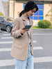Aelegantmis Chic Solid Color Women Casual Blazer Jacket Office Lady Pockets Work Suit Coat Ladies Business Blazers Outerwear