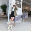 Aelegantmis Solid Green Streetwear Women Casual Blazer Jackets Female Loose Cardigan Pockets Coats Office Ladies Blazers