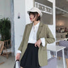 Aelegantmis Solid Green Streetwear Women Casual Blazer Jackets Female Loose Cardigan Pockets Coats Office Ladies Blazers