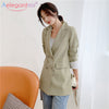 Aelegantmis Spring Autumn Chic Women Blazer Casual Double Breasted Notched Jackets Ladies England Style Outerwear Suits