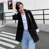 Aelegantmis Spring Autumn Chic Women Blazer Casual Double Breasted Notched Jackets Ladies England Style Outerwear Suits