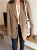 Aelegantmis Spring Blazer Jacket Women Casual Pockets Long Sleeve Work Suit Coat Office Lady Solid Slim Blazers 2023