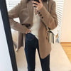 Aelegantmis Spring Blazer Jacket Women Casual Pockets Long Sleeve Work Suit Coat Office Lady Solid Slim Blazers 2022