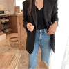 Aelegantmis Spring Blazer Jacket Women Casual Pockets Long Sleeve Work Suit Coat Office Lady Solid Slim Blazers 2022