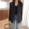 Aelegantmis Spring Blazer Jacket Women Casual Pockets Long Sleeve Work Suit Coat Office Lady Solid Slim Blazers 2022