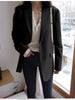Aelegantmis Spring Blazer Jacket Women Casual Pockets Long Sleeve Work Suit Coat Office Lady Solid Slim Blazers 2023