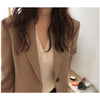 Aelegantmis Spring Blazer Jacket Women Casual Pockets Long Sleeve Work Suit Coat Office Lady Solid Slim Blazers 2022