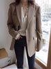 Aelegantmis Spring Blazer Jacket Women Casual Pockets Long Sleeve Work Suit Coat Office Lady Solid Slim Blazers 2023