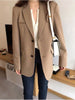 Aelegantmis Spring Blazer Jacket Women Casual Pockets Long Sleeve Work Suit Coat Office Lady Solid Slim Blazers 2023
