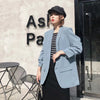 Aelegantmis Spring Three Quarter Sleeve Casual Blazer Women Loose Long Work Suit Coat Office Lady Classic Solid Blazers