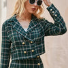 Aelegantmis Two Piece Set Plaid Blazer Women High Waist Split Slim Skirts Office Lady Elegant Suits 2 Piece Sets Womens Outfits
